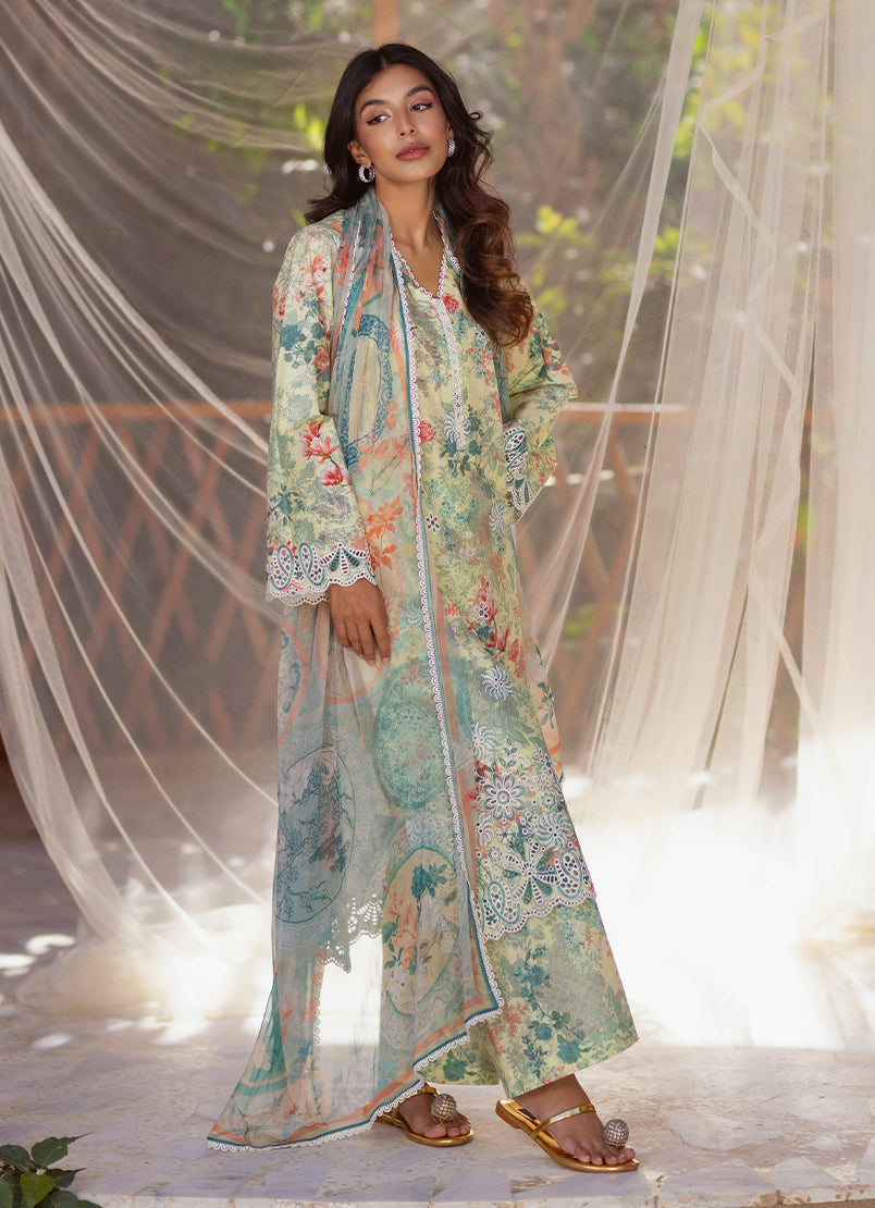3 PC Embroidered Printed Suit