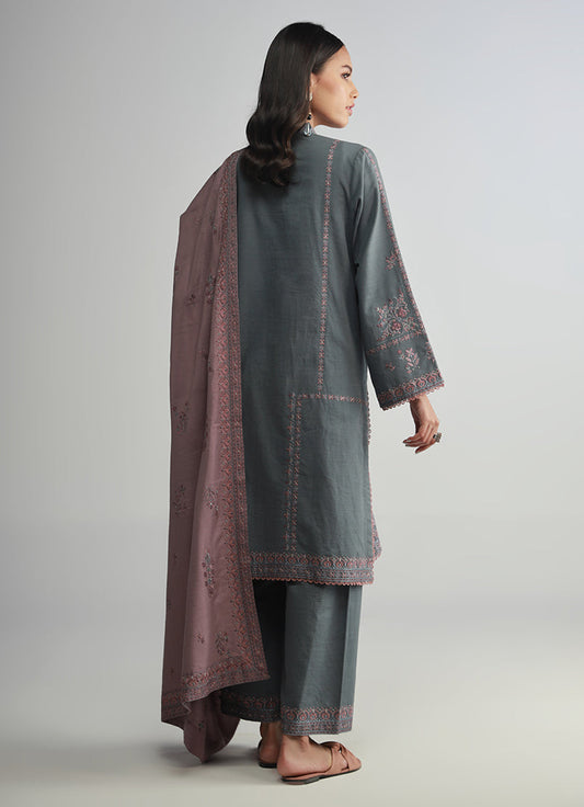 3 PC Khaddar Embroidered Suit