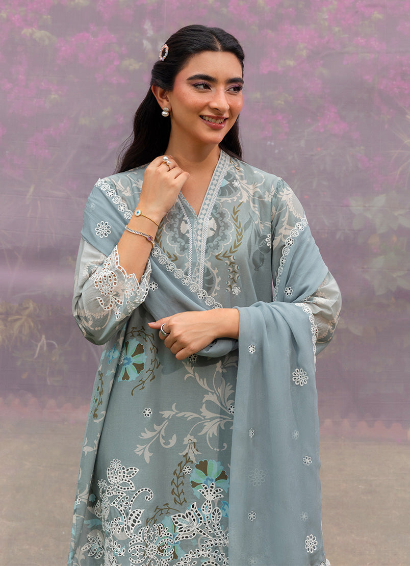 Printed Embroidered 3 PC Suit