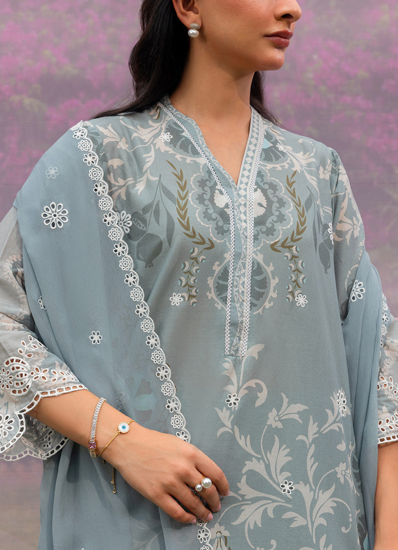 Printed Embroidered 3 PC Suit