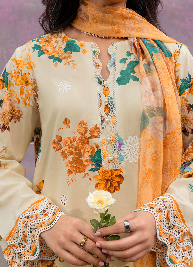 Printed Emb 3 PC Suit