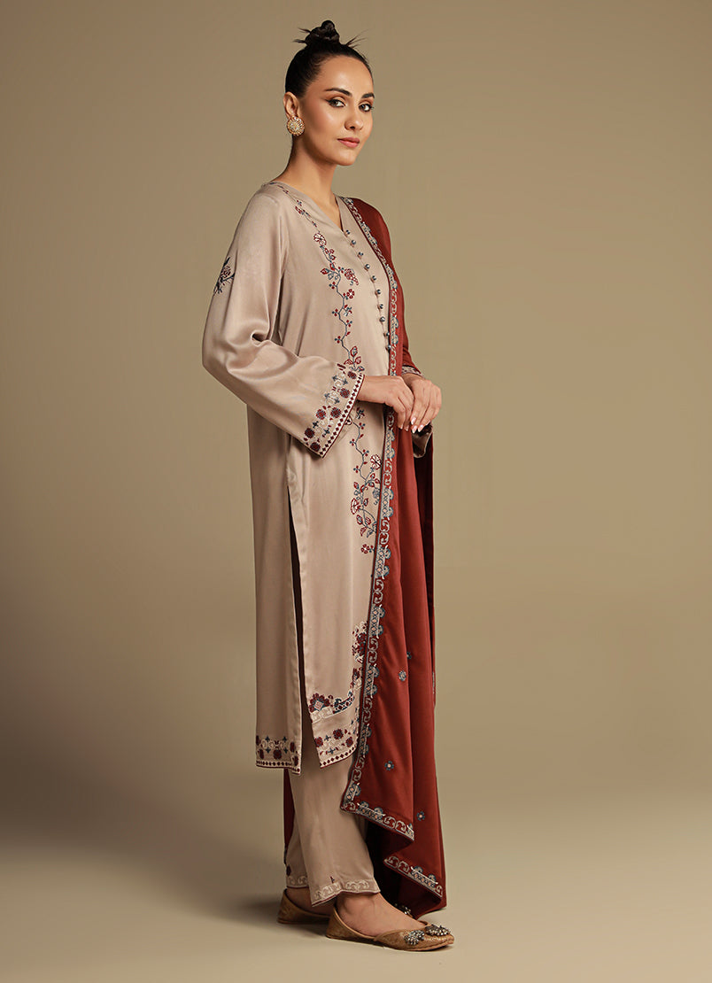 3 PC Viscose Embroidered Suit