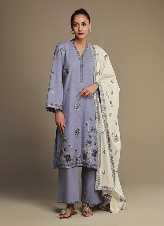 3 PC khaddar Embroidered Suit