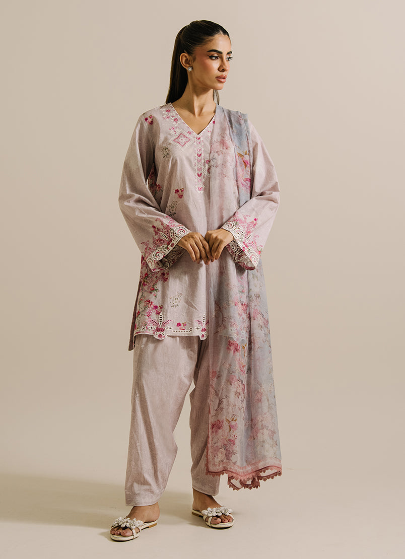 3 PC Printed Embroidered Suit