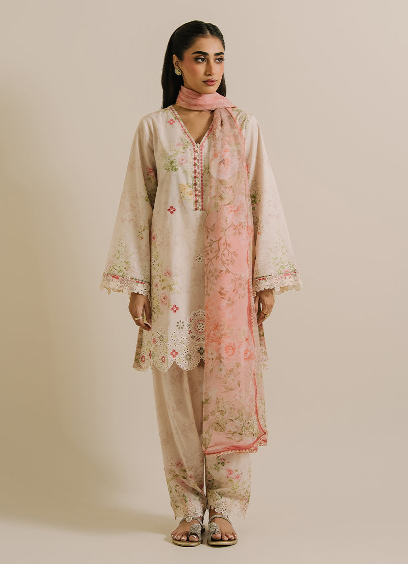 3 PC Printed Embroidered Suit