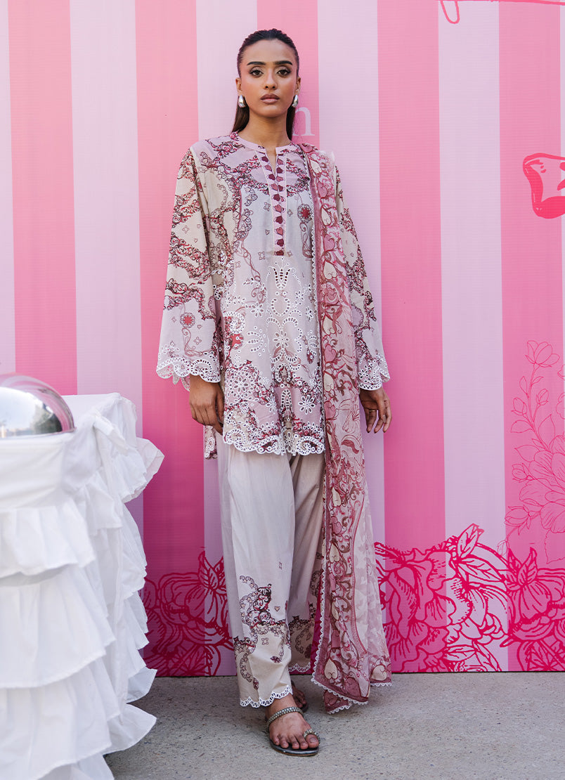 Printed Embroidered 3 PC Suit