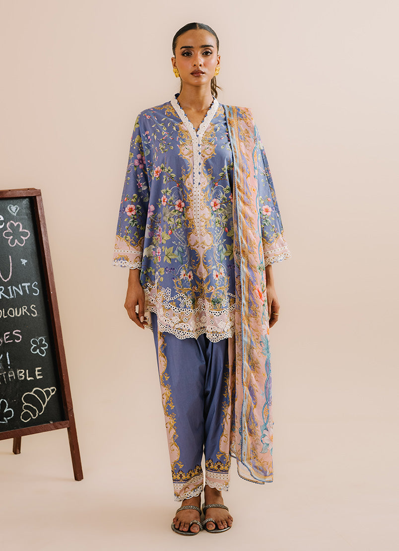 Printed Embroidered 3 PC Suit