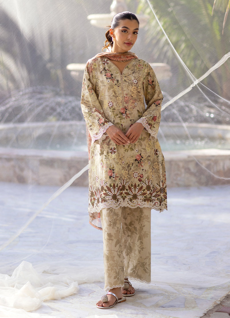 3 PC Embroidered Printed Suit