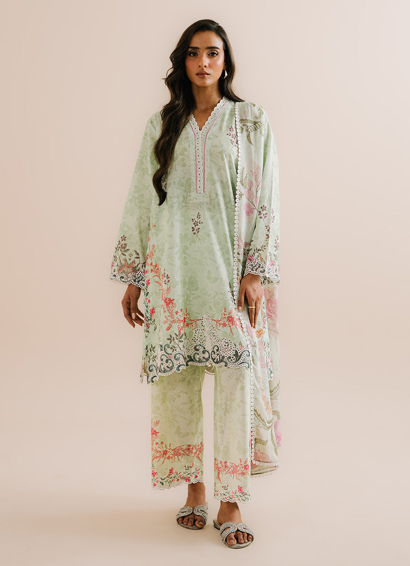 Printed Embroidered 3 PC Suit