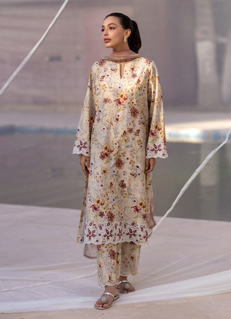 3 PC Embroidered Printed Suit