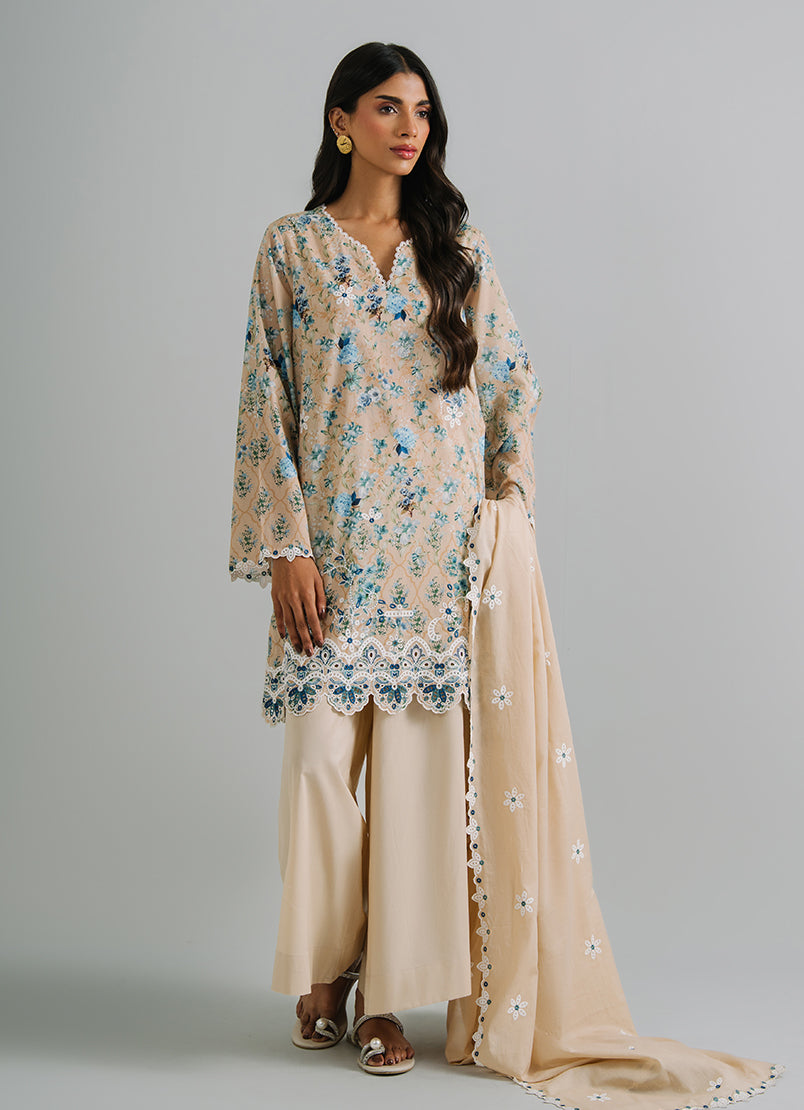 3 PC Embroidered Printed Suit