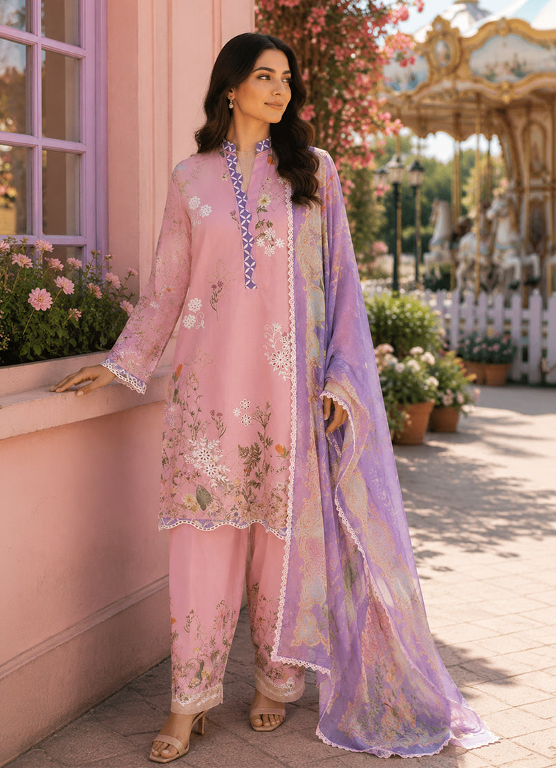 Printed Embroidered 3 PC