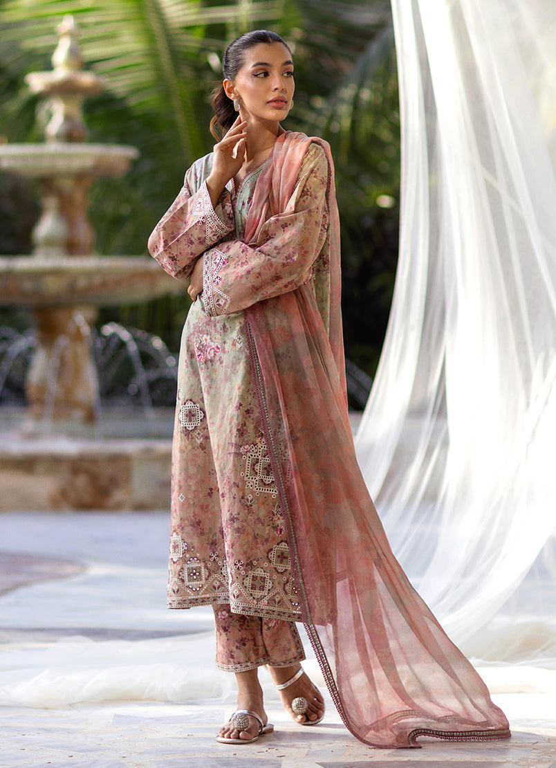 3 PC Embroidered Printed Suit