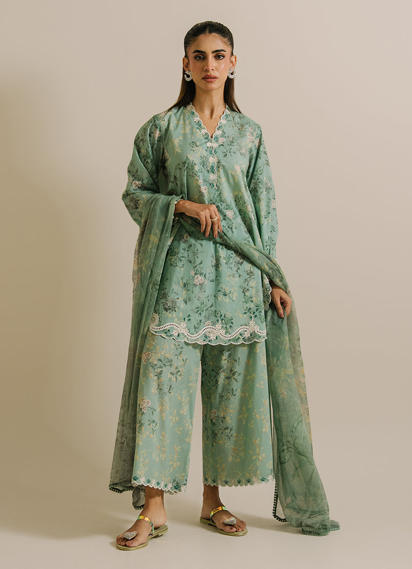 3 PC Printed Embroidered Suit