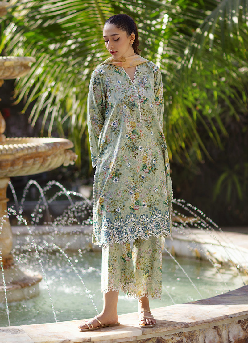 3 PC Embroidered Printed Suit