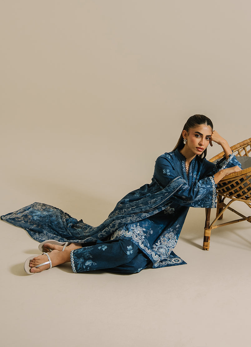 3 PC Printed Embroidered Suit