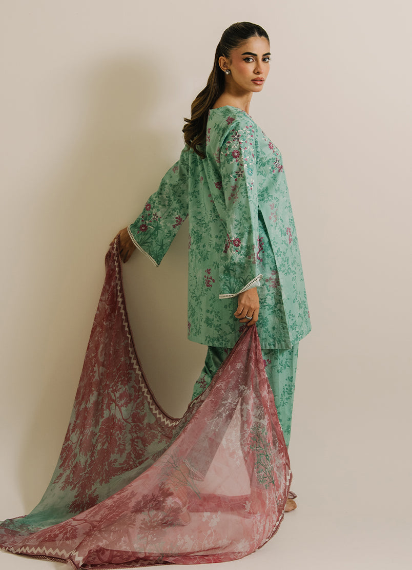 3 PC Printed Embroidered Suit