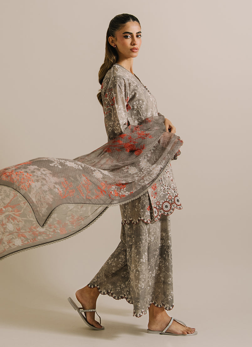 3 PC Printed Embroidered Suit