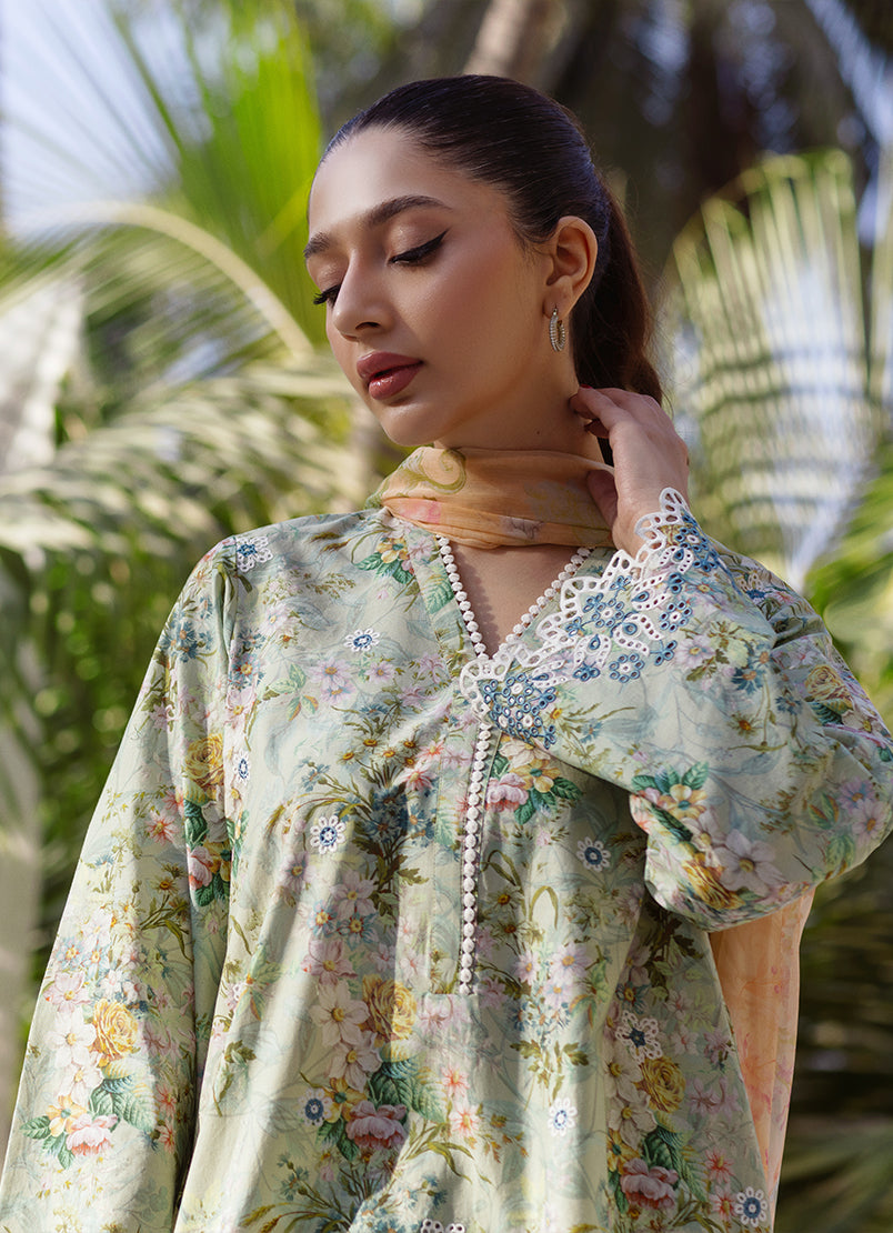 3 PC Embroidered Printed Suit