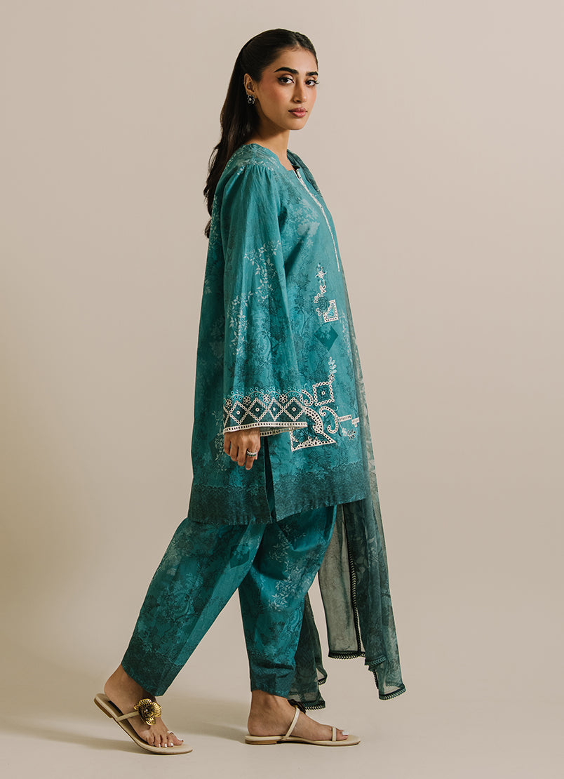 3 PC Printed Embroidered Suit