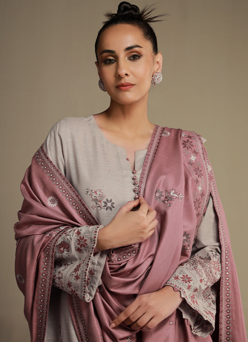 3 PC khaddar Embroidered Suit