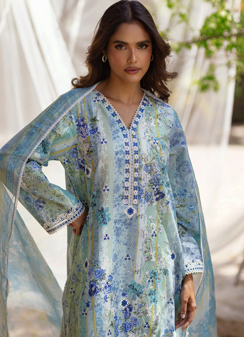 3 PC Embroidered Printed Suit