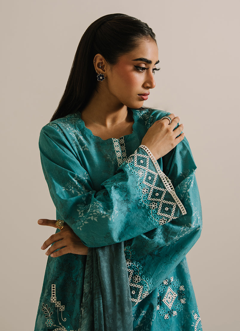 3 PC Printed Embroidered Suit