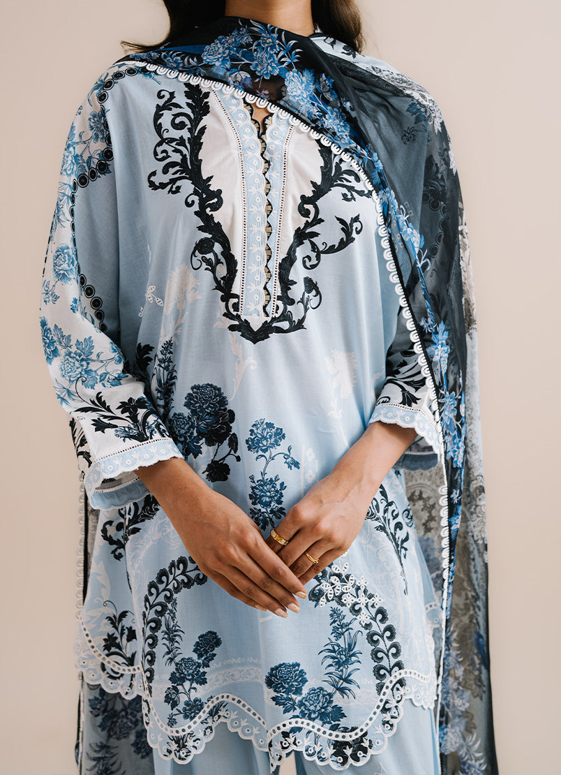 Printed Embroidered 3 PC Suit