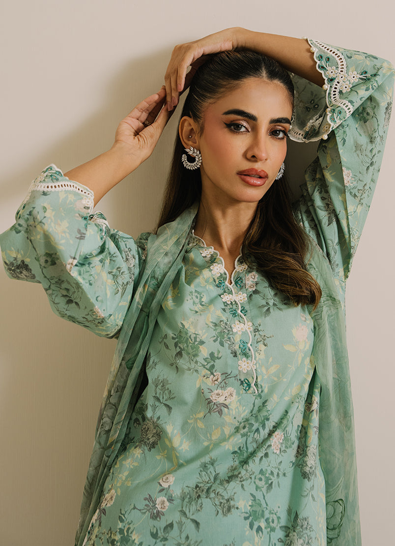 3 PC Printed Embroidered Suit