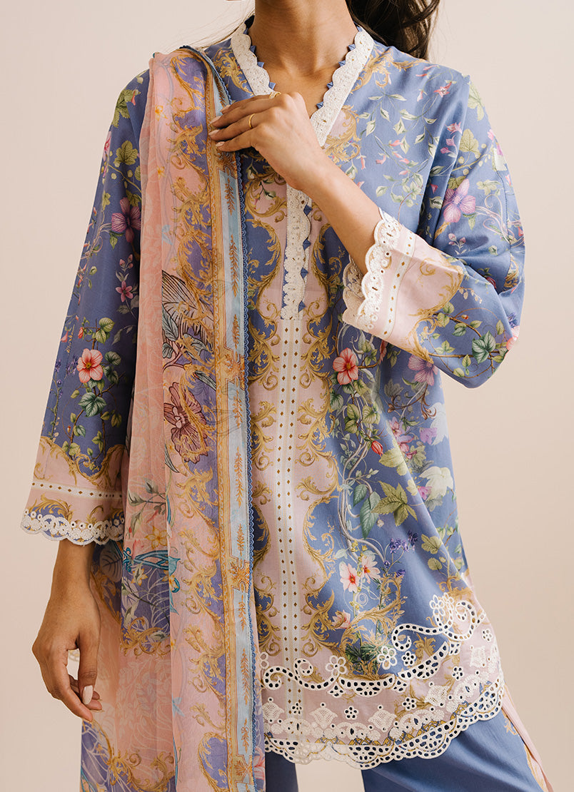 Printed Embroidered 3 PC Suit
