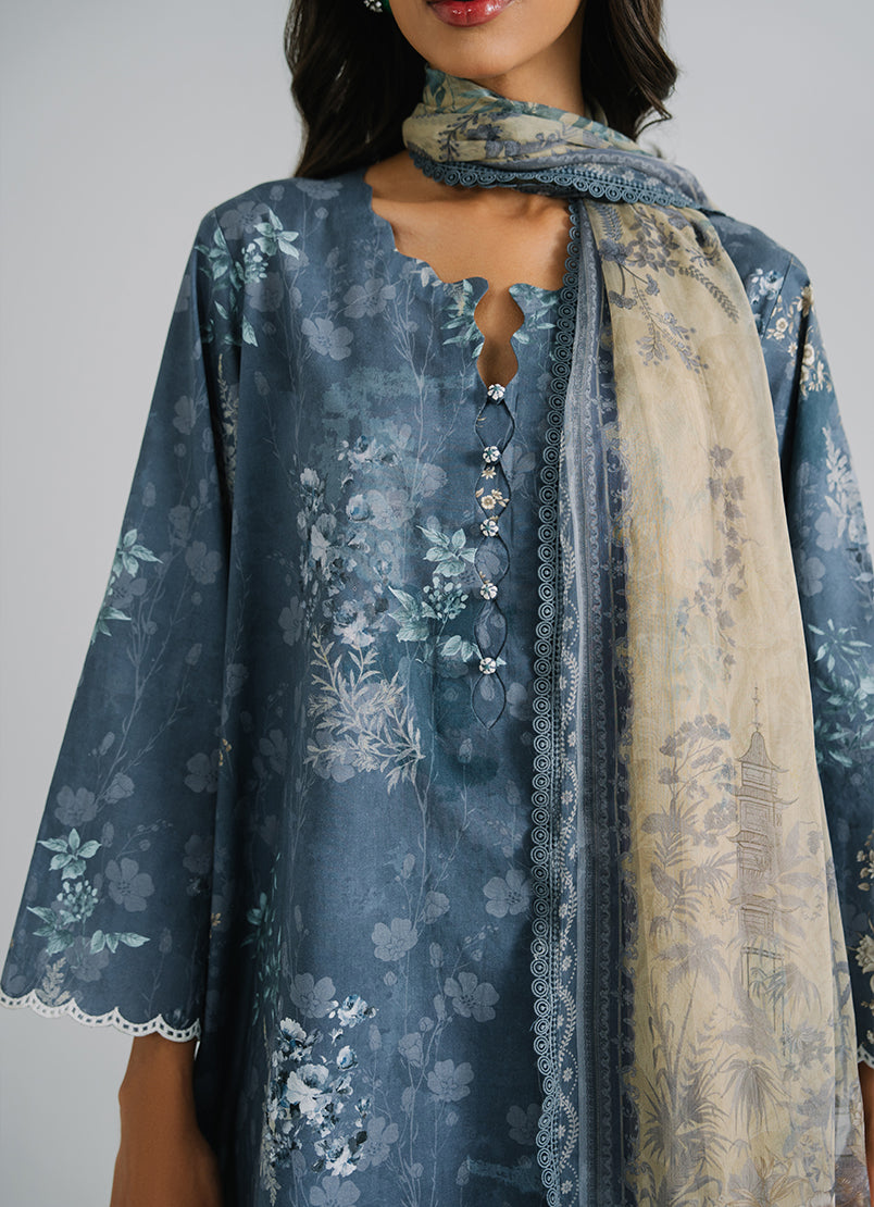 3 PC Embroidered Printed Suit