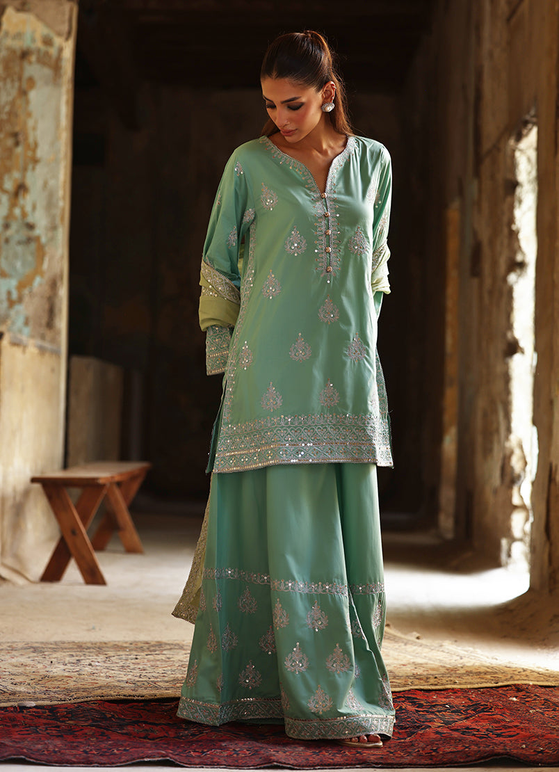 3 PC Amber Gharara Set