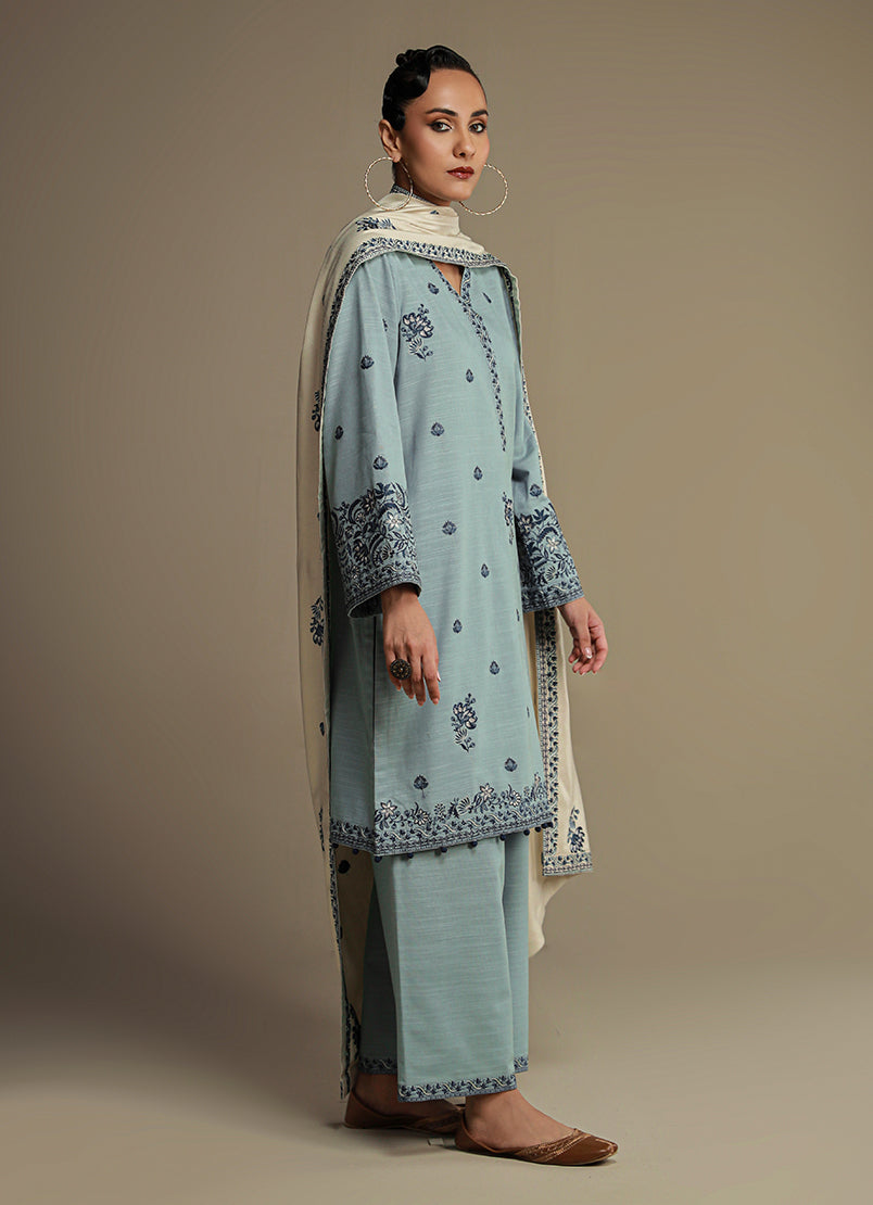 3 PC khaddar Embroidered Suit