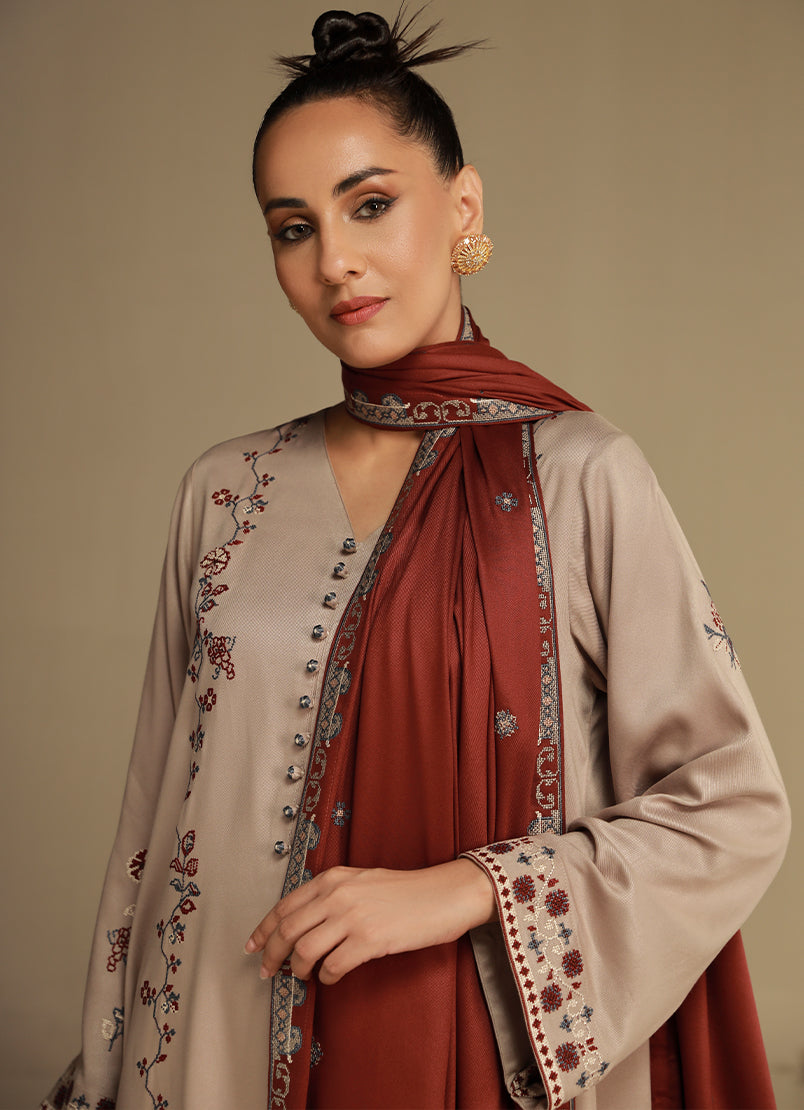 3 PC Viscose Embroidered Suit