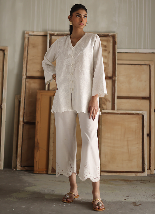 White Embroidered Kurti