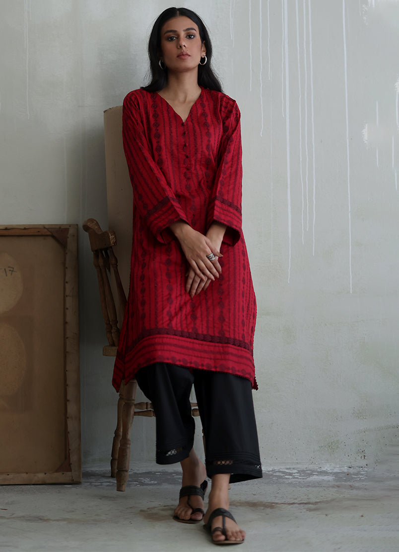 deep-red-chikan-kurta