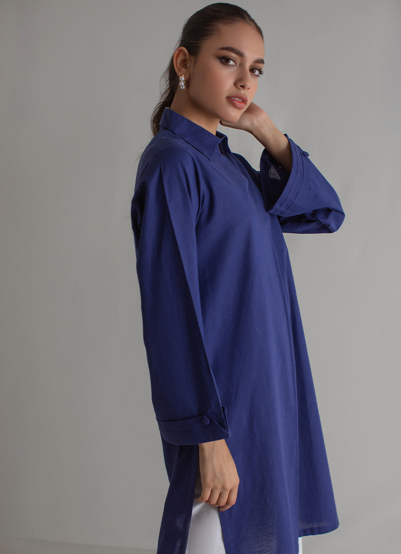 Navy Blue Solid Kurta