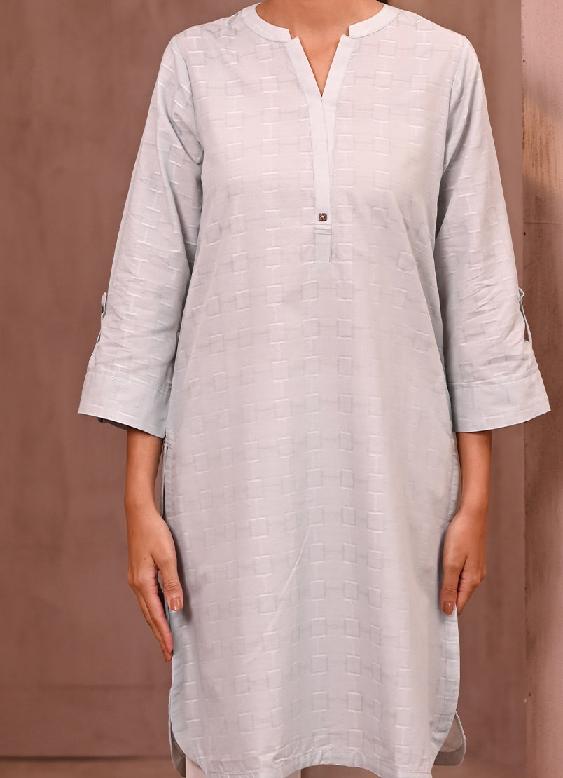 Light Grey Jacquard Kurta