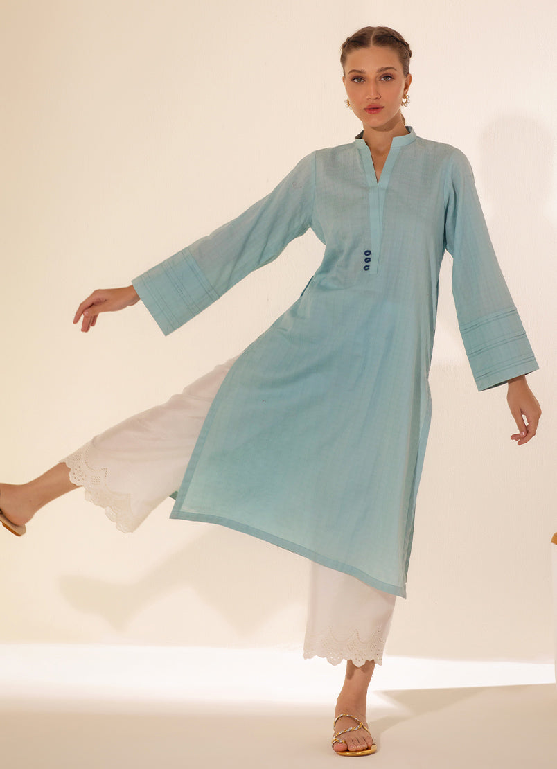 Blue Solid Kurta