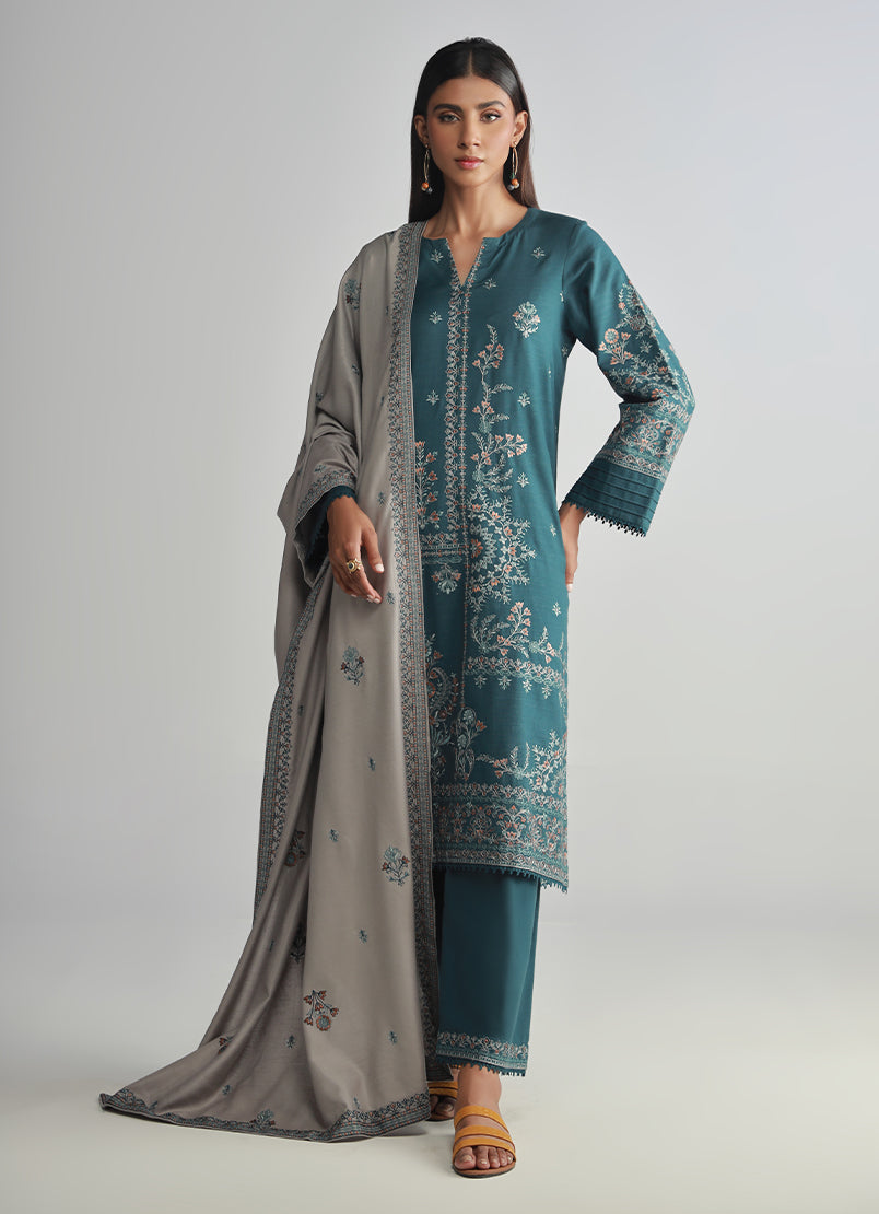 3 PC Khaddar Embroidered Suit