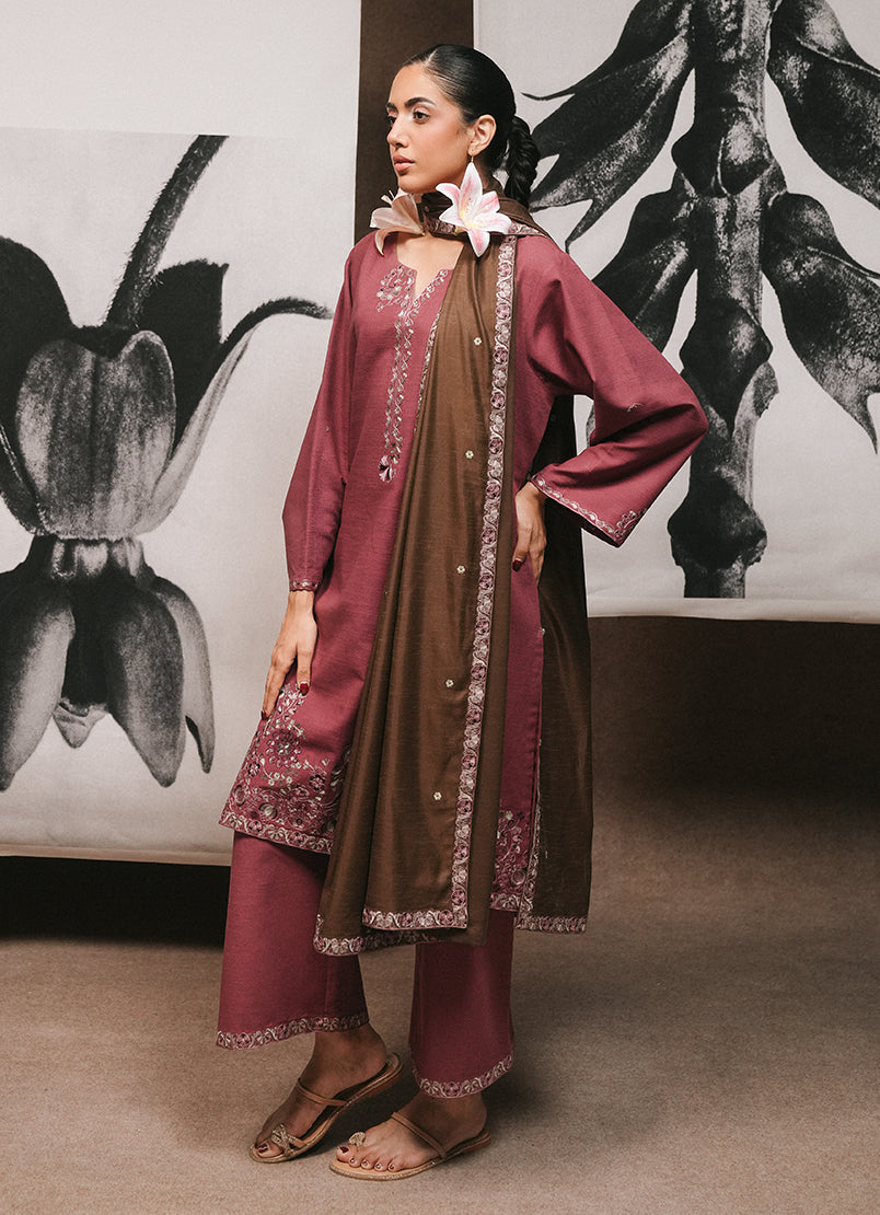 3 PC khaddar Embroidered Suit