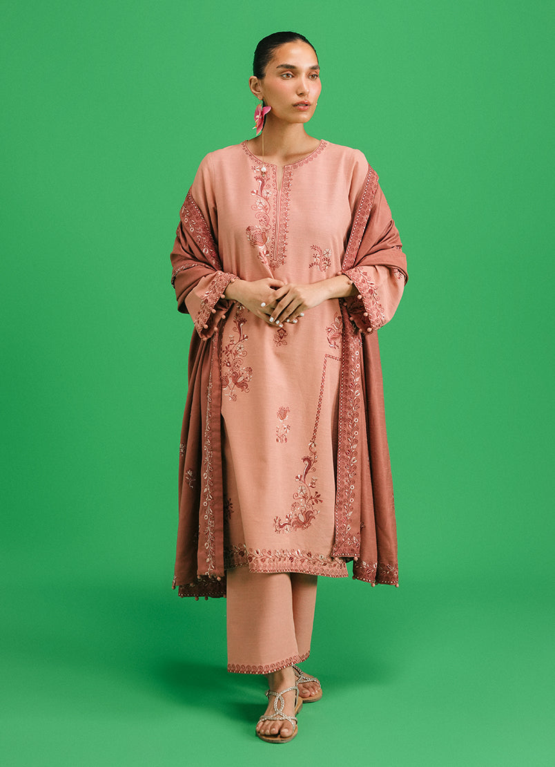 3 PC khaddar Embroidered Suit