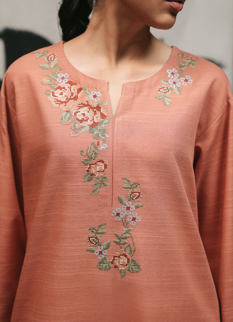 Khaddar Embroidered Kurta