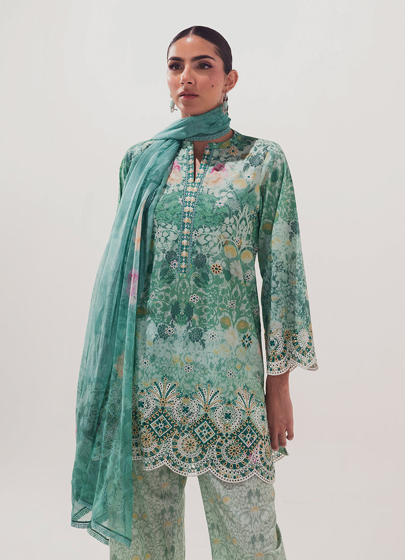 3 PC Embroidered Printed Suit