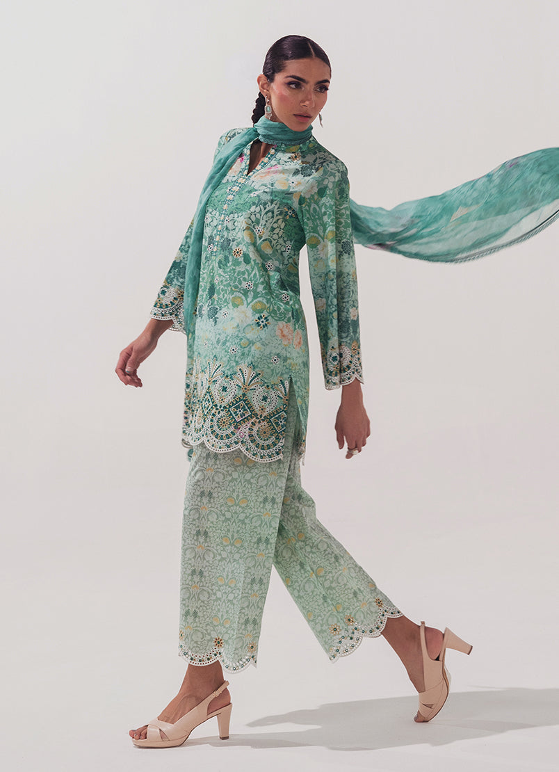 3 PC Embroidered Printed Suit