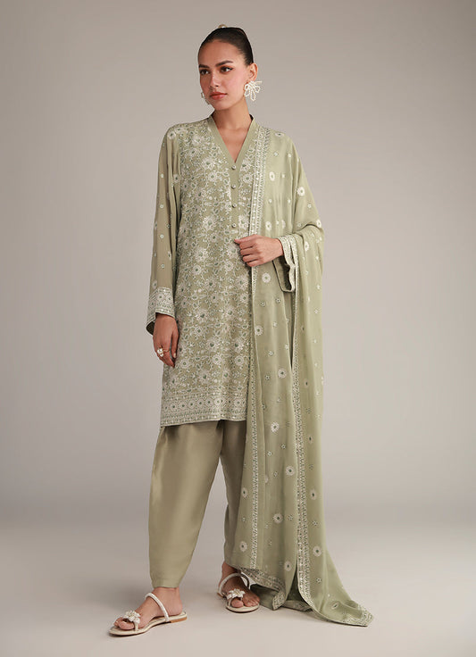 3 PC Chiffon Embroidered Suit