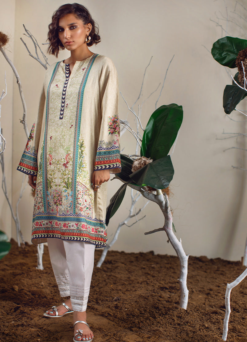 Printed Cotton Satin Kurta - Printed