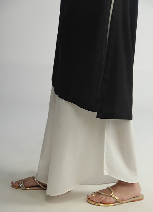 Cotton Asymmetric Hem Wide Pant